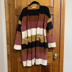 Woven Heart Open-Front Sweater